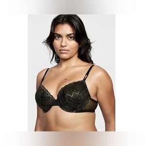 Victoria's Secret Black and Gold Lace Bra NWT